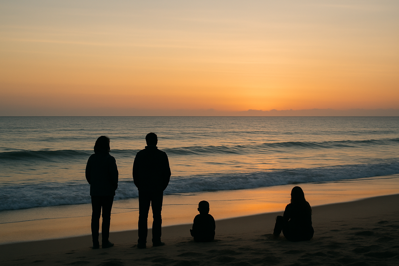 people on a beach looking out